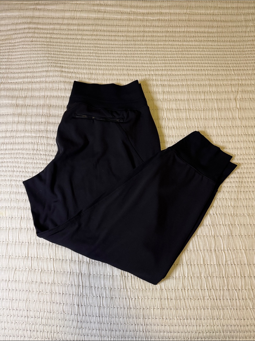 Athleta Black Track Joggers with Zip Pocket
